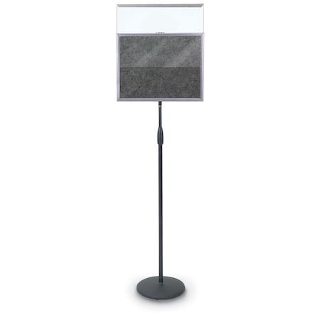 United Visual Products Corkboard, Fabric, Black, 2 Dr, 42 x 32" UV3025-BLACK-MEDGRY